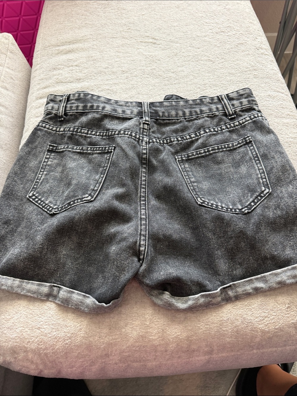 SHEIN Washed Black High-Rise Denim Shorts
